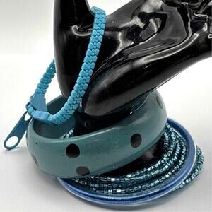 Blue Zipper Poke a dot Bracelet Bundle